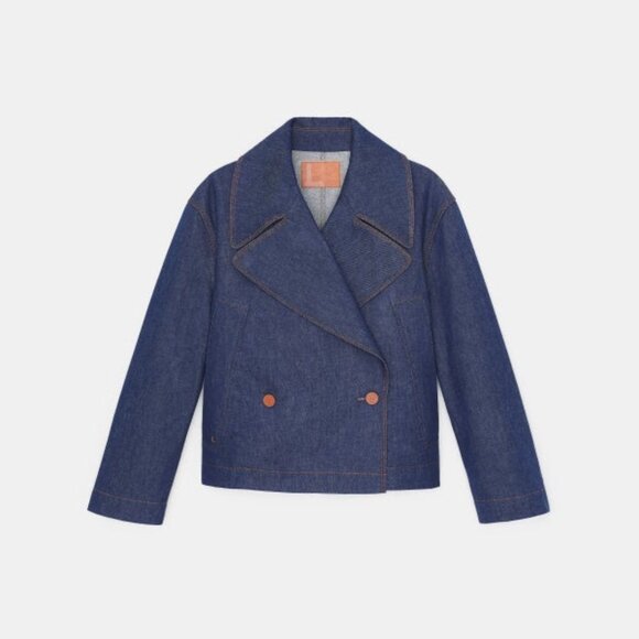 Lafayette 148 Denim Wide Collar Double-Breasted Jacket